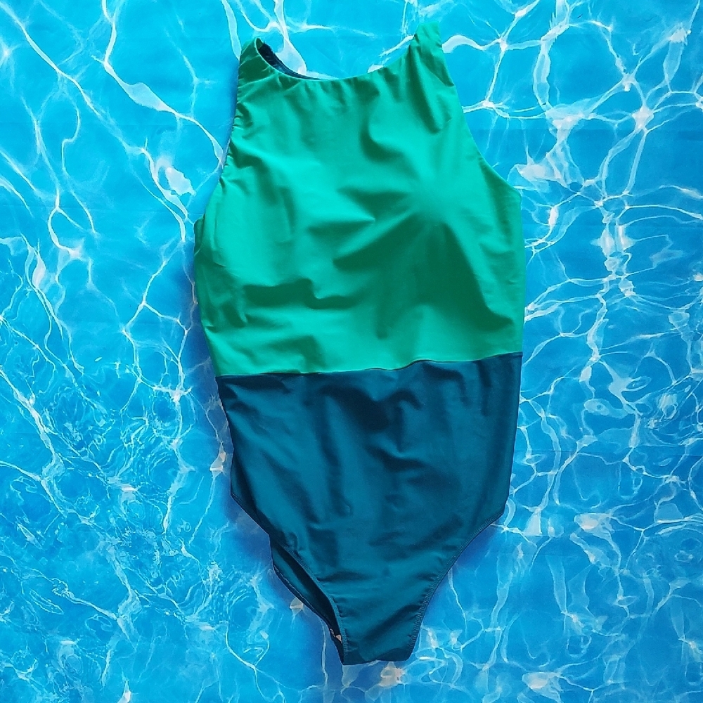 Summersalt Blue Green Colorblock The Cove 1 Piece Swimsuit Sz 18